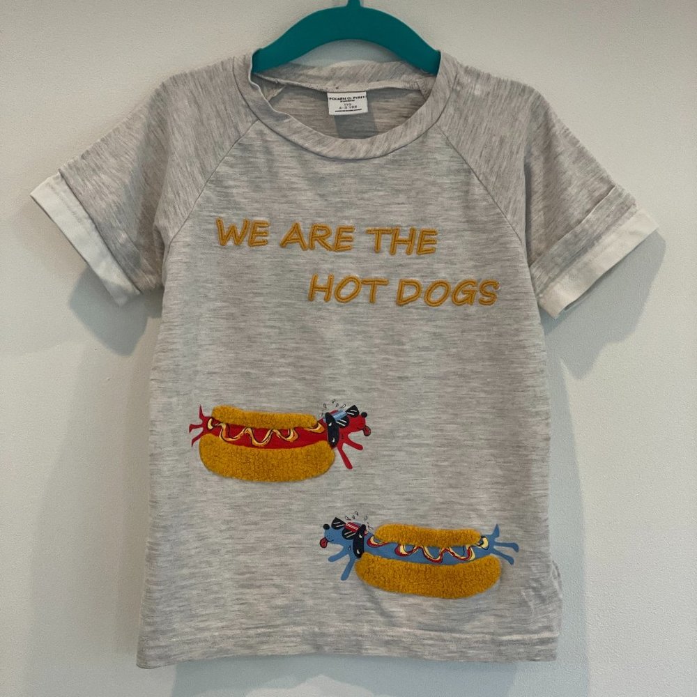 Polarn O. Pyret Short Sleeve Tee with Hotdogs AND Dogs!!